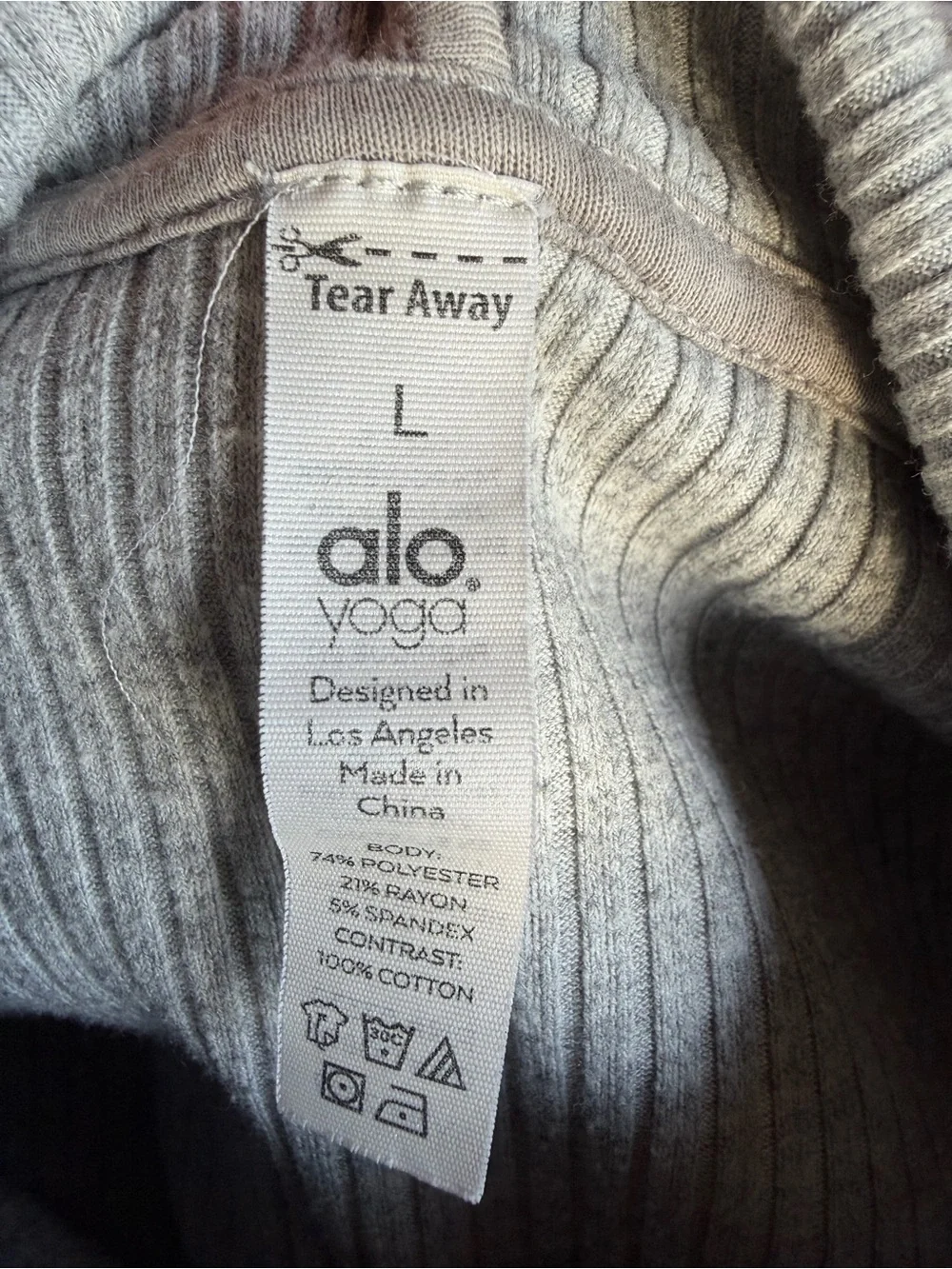 Alo Yoga Muse Hoodie in the color Athletic Heather Grey. Size large